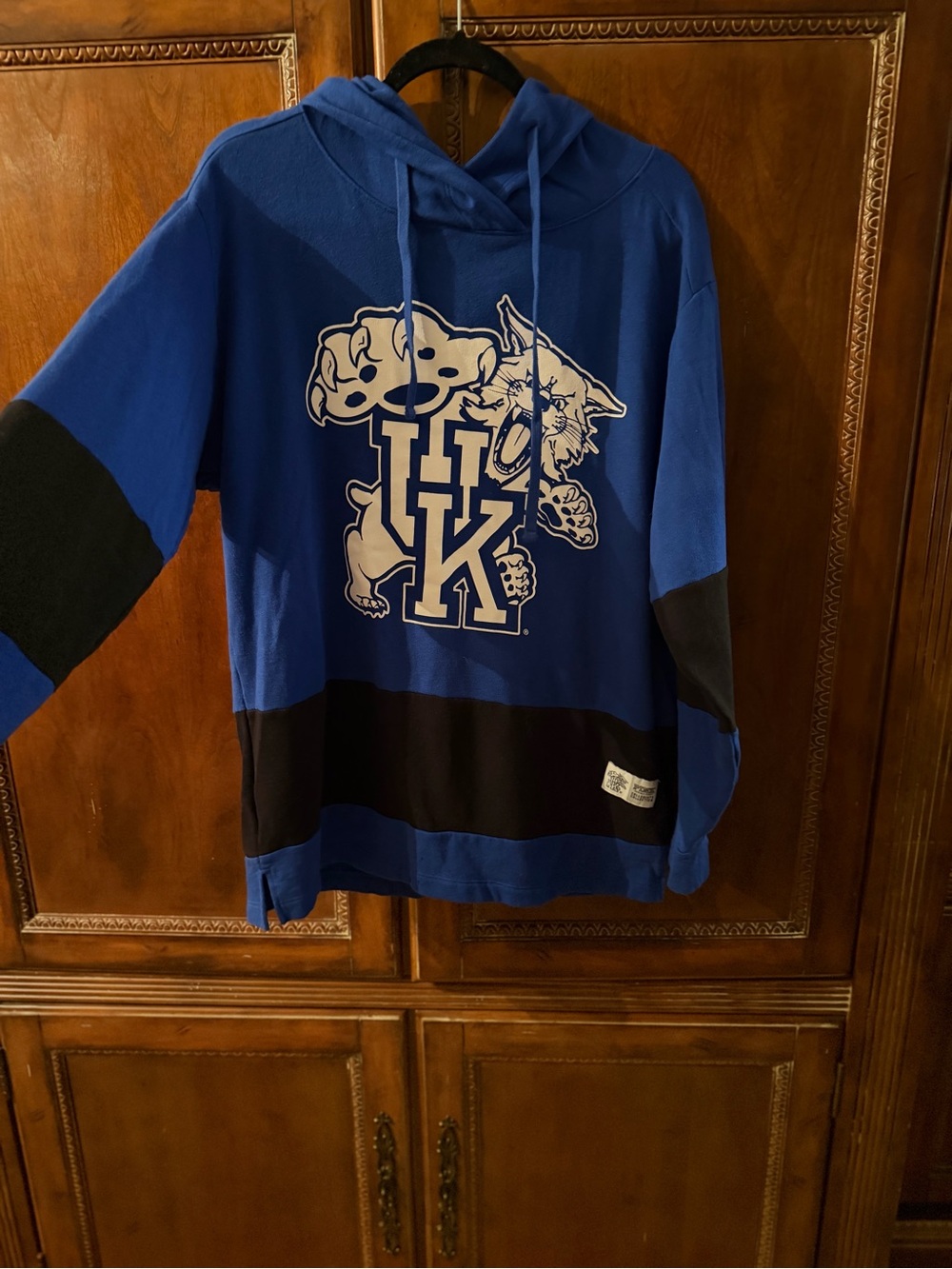 PINK Victoria's Secret Blue and Black University Logo Hooded Sweatshirt